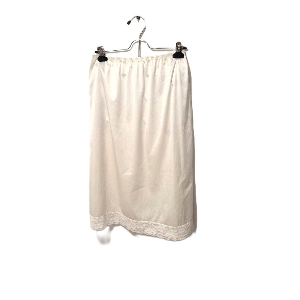 VTG Lorraine Antron III Nylon Half Slip White Lace Hem Tall Medium USA Romantic
